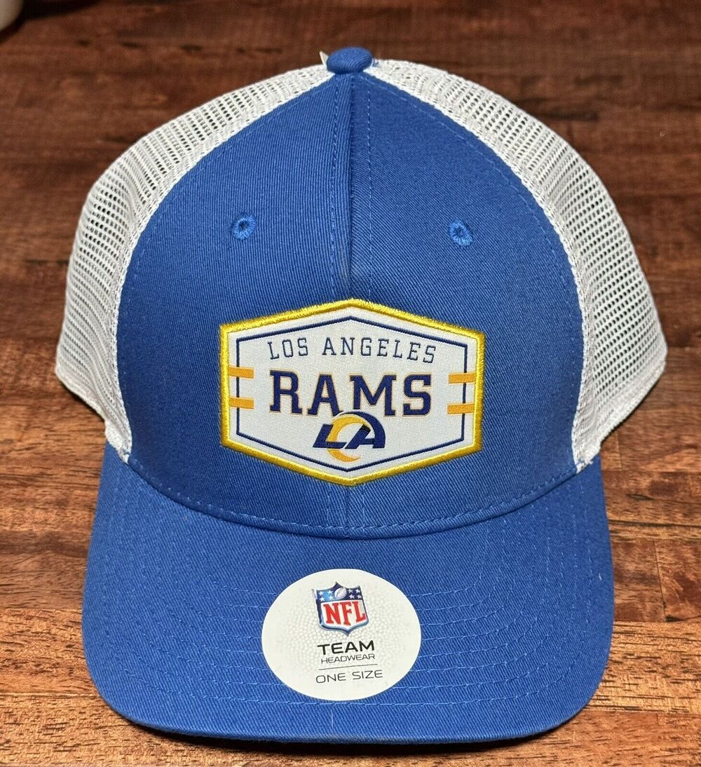 Los Angeles Rams Blue Trucker Hat Embroidered Patch NFL Snapback NWT